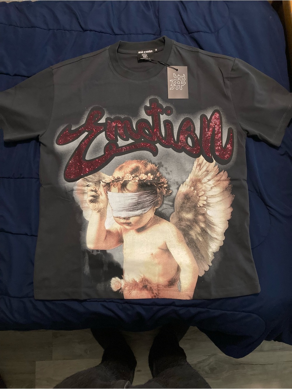 Mens Graphic Angel T-Shirt with Red Script